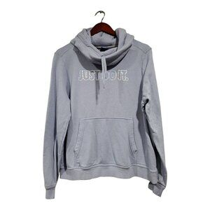 Nike Women's Cowl Neck Hoodie Pullover Blue/Purple Pocket Just Do It Logo Sz L